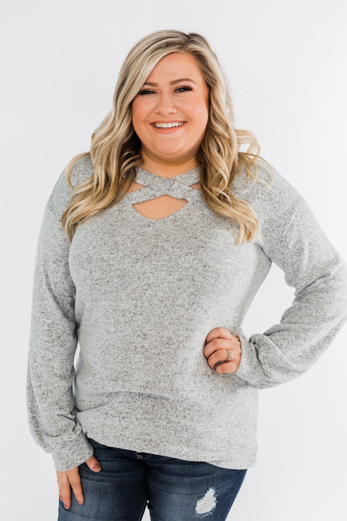 Dance The Day Away Criss Cross Top- Heather Grey