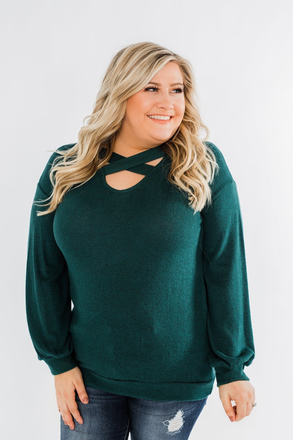 Dance The Day Away Criss Cross Top- Emerald Green