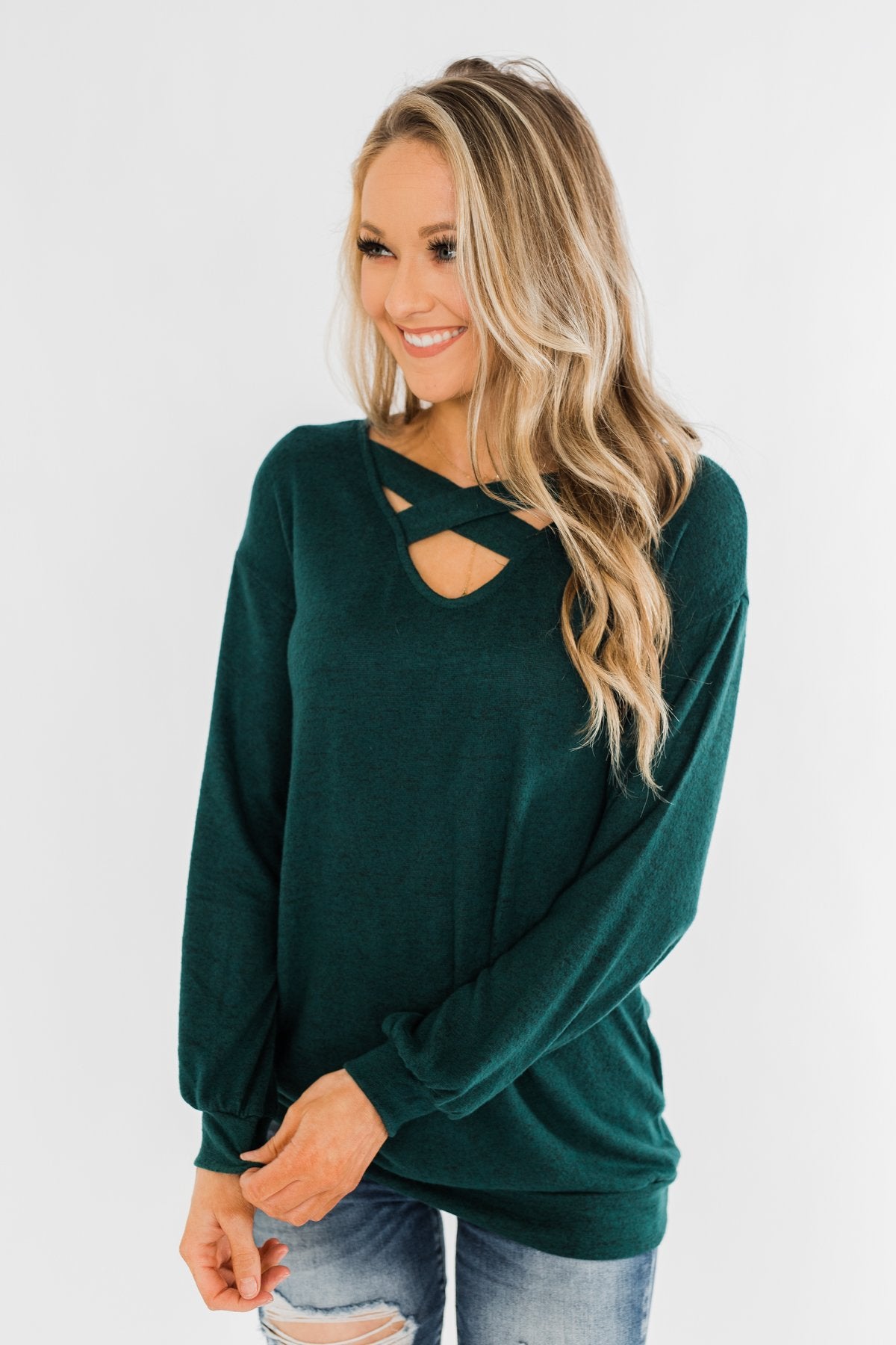 Dance The Day Away Criss Cross Top- Emerald Green