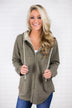 Lace Up Light Olive Hoodie