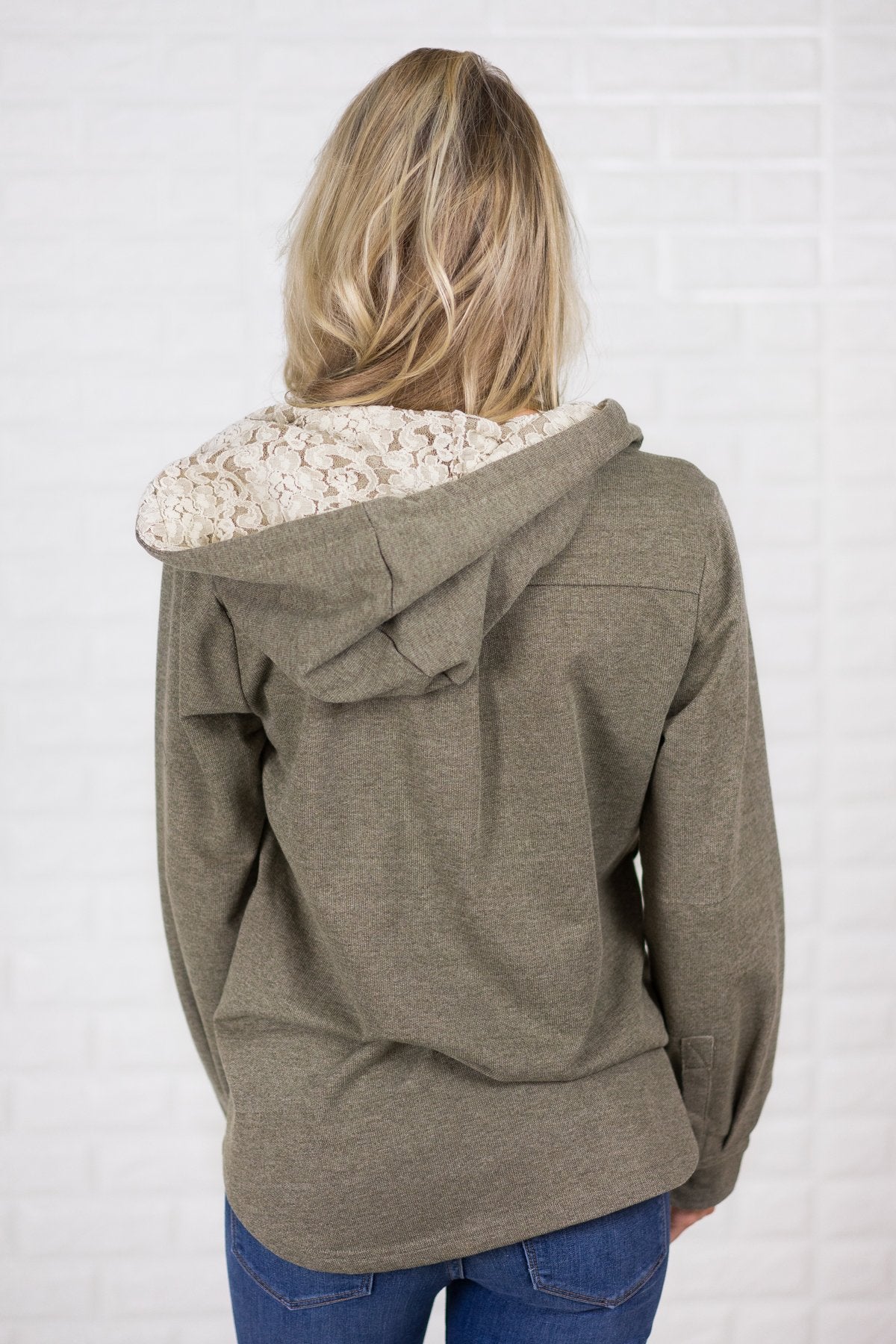 Lace Up Light Olive Hoodie