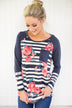 Hold You in My Arms Striped Floral Pocket Top