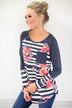 Hold You in My Arms Striped Floral Pocket Top