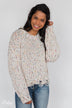 Distressed Confetti Knitted Sweater- Cream