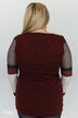 The Right Placement Color Block Sleeve Top- Maroon