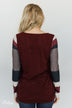 The Right Placement Color Block Sleeve Top- Maroon