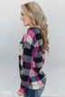 Checkered Pullover Pocket Top- Pink, Black, Navy