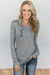 All This Time Zipper Pullover Top- Heather Grey
