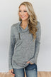 All This Time Zipper Pullover Top- Heather Grey