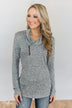 All This Time Zipper Pullover Top- Heather Grey
