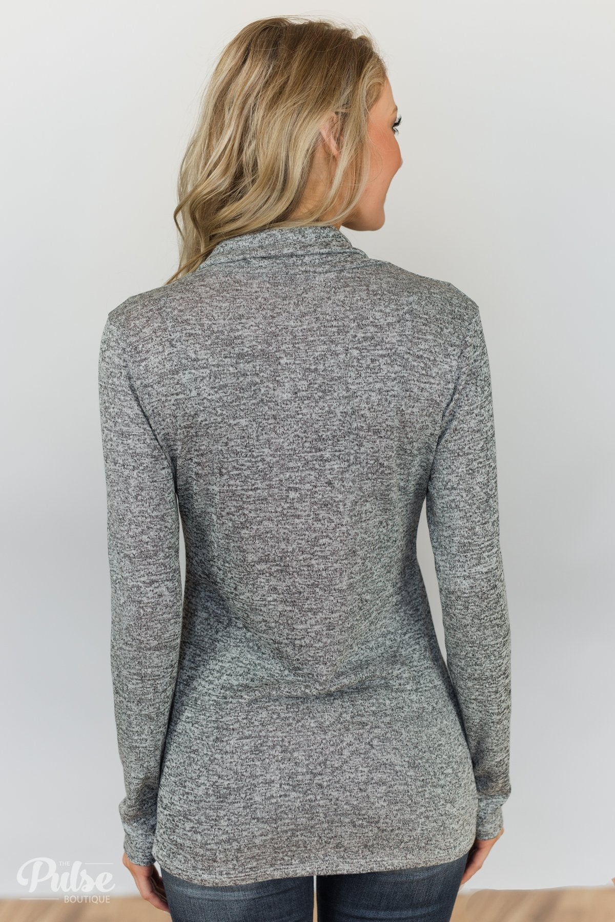 All This Time Zipper Pullover Top- Heather Grey