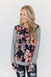 What A Girl Wants Floral & Striped Hoodie- Navy