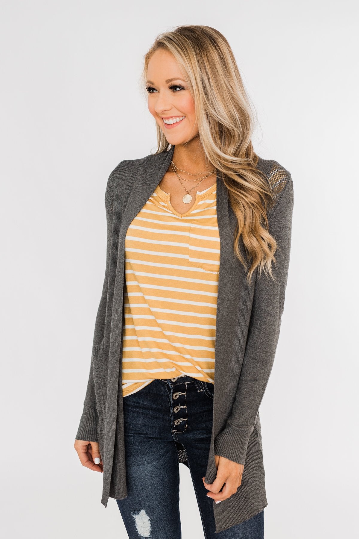 Lots of Love Knit Cardigan- Charcoal