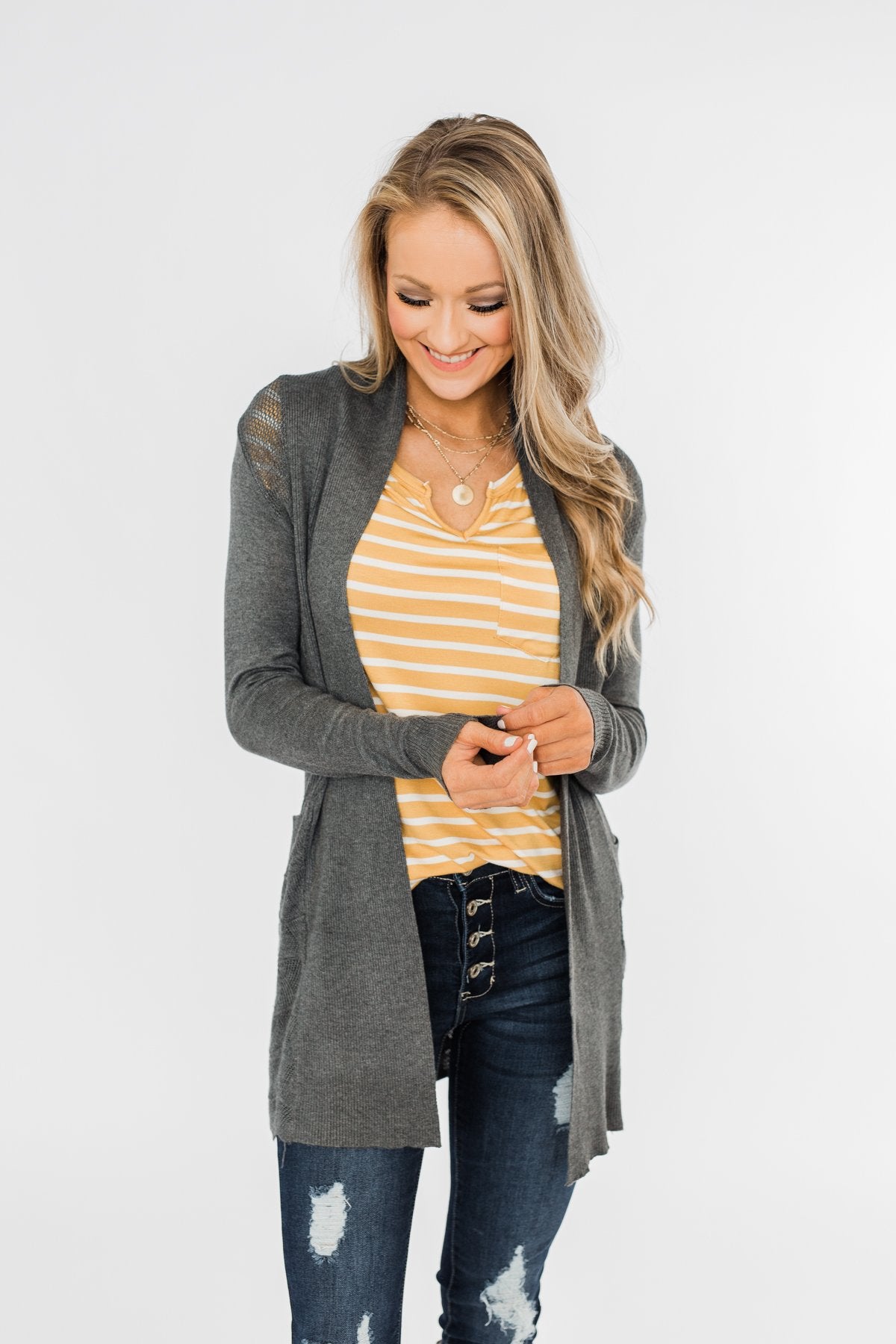 Lots of Love Knit Cardigan- Charcoal