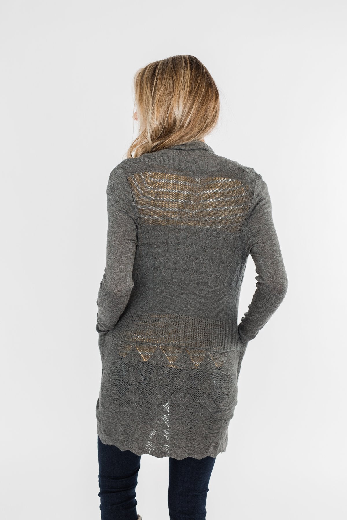 Lots of Love Knit Cardigan- Charcoal