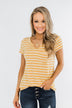 This is Me Striped Notch Pocket Top- Golden Yellow & Ivory