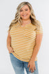 This is Me Striped Notch Pocket Top- Golden Yellow & Ivory