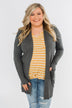 Lots of Love Knit Cardigan- Charcoal
