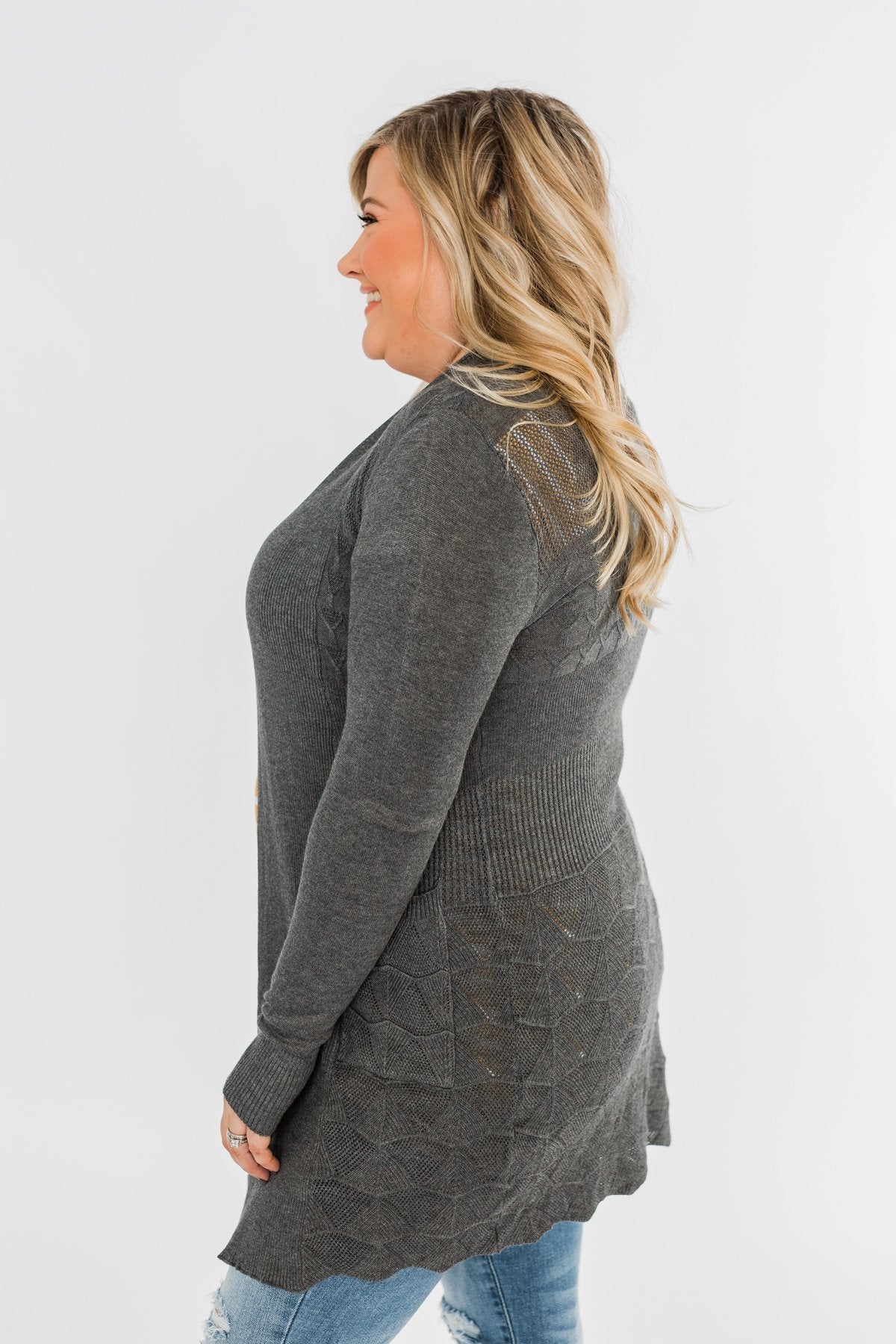 Lots of Love Knit Cardigan- Charcoal