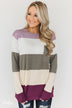 The Next Step Color Block Sweater- Purple, Ivory, Sage