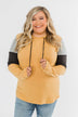 Makes Me Happy Color Block Hoodie- Mustard