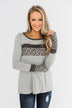 Can't Stop Smiling Long Sleeve Top- Grey