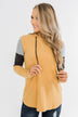 Makes Me Happy Color Block Hoodie- Mustard