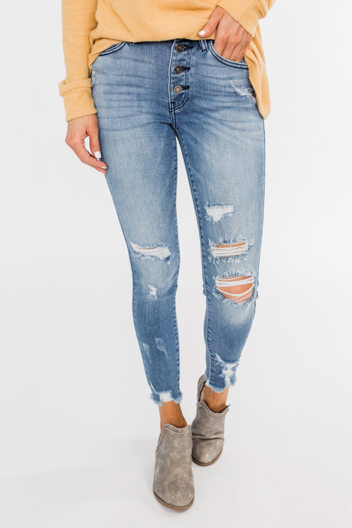 KanCan Distressed Skinny Jeans- Sasha Wash