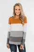 Be Yourself Color Block Sweater- Grey, Ivory, & Camel
