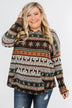 Feeling Festive Reindeer Print Hoodie- Grey, Olive, & Rust