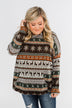 Feeling Festive Reindeer Print Hoodie- Grey, Olive, & Rust
