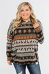Feeling Festive Reindeer Print Hoodie- Grey, Olive, & Rust