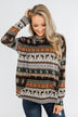 Feeling Festive Reindeer Print Hoodie- Grey, Olive, & Rust