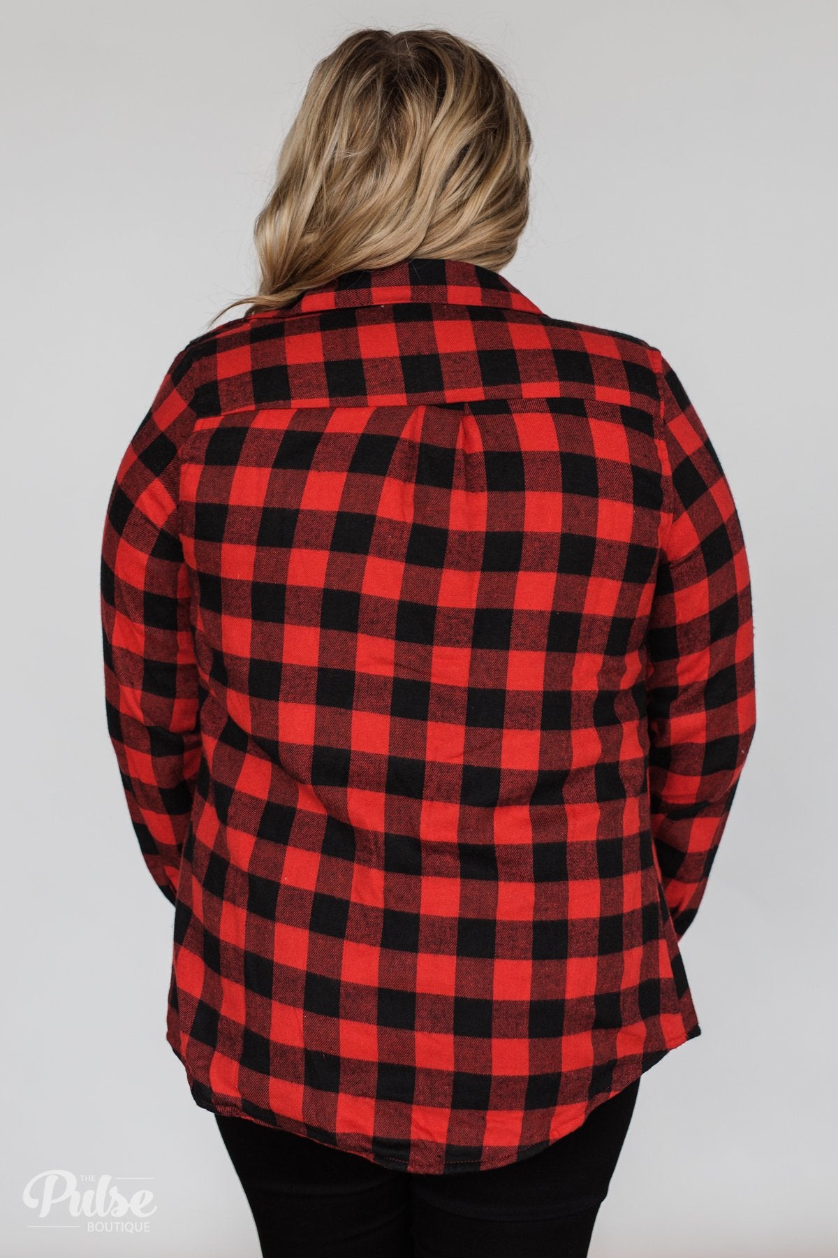 Plaid With The Fur Top- Red & Black