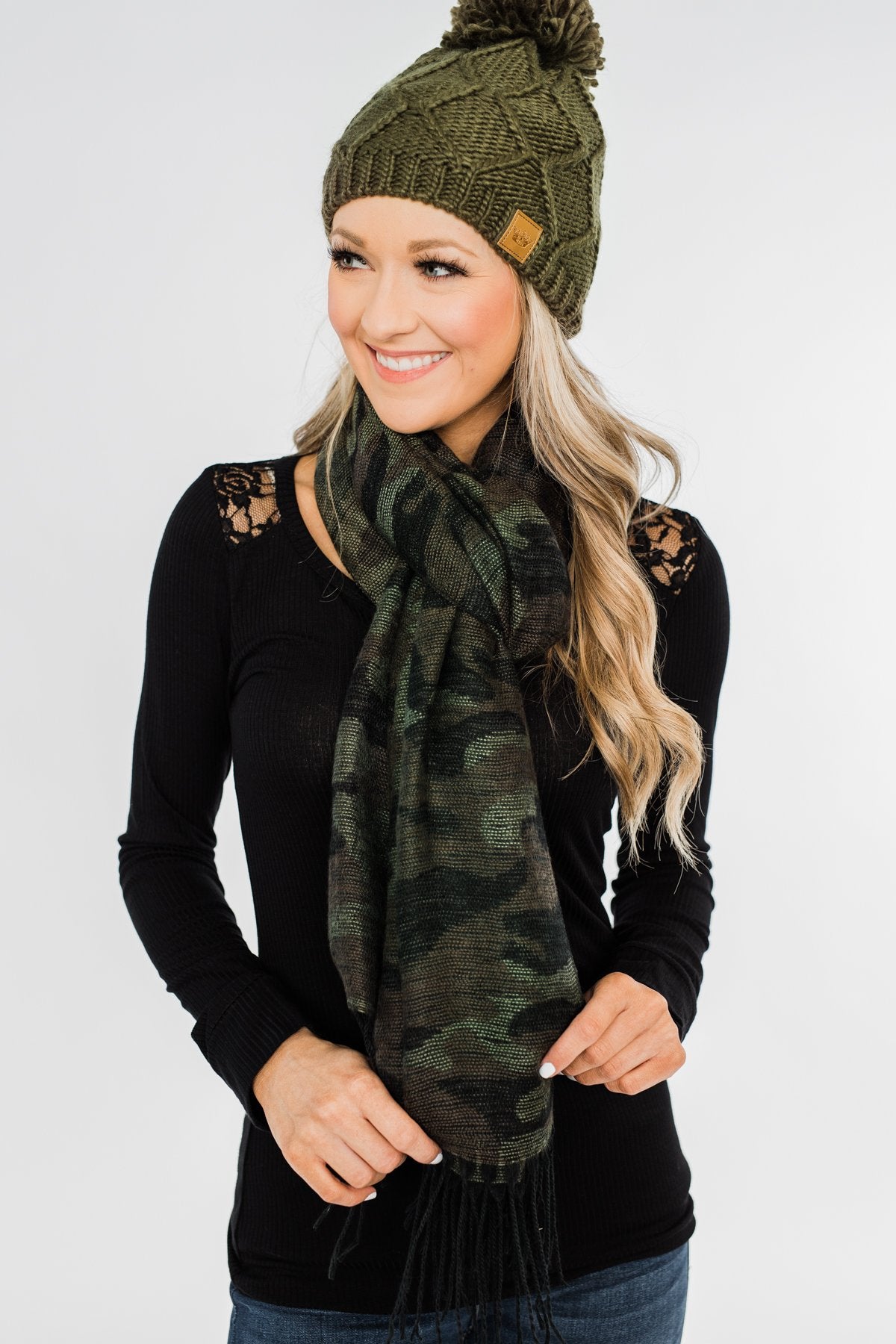 Knit Table Runner Scarf- Camo