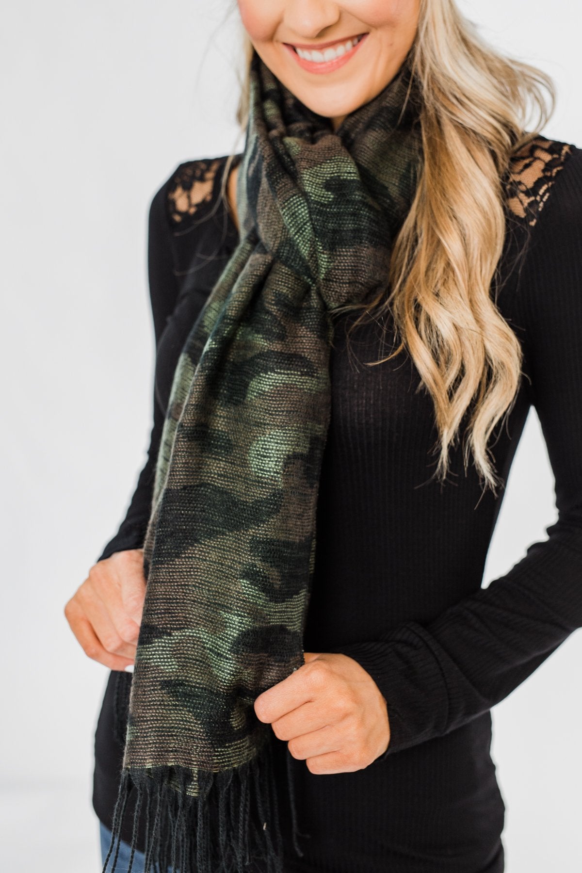 Knit Table Runner Scarf- Camo