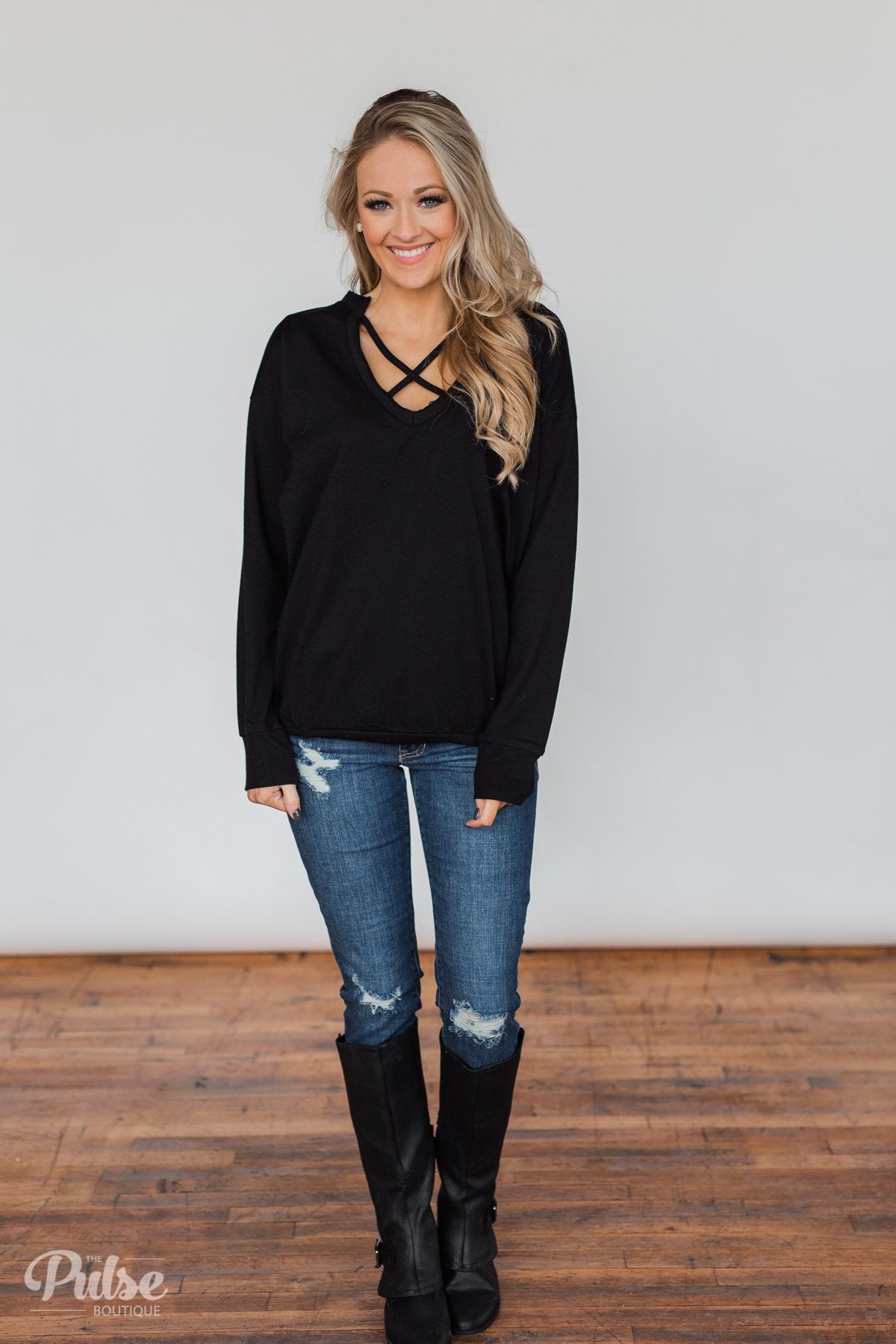 Color Pop Sweatshirt- Solid Black