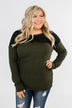 Show Stopper Black Lace Top- Dark Olive