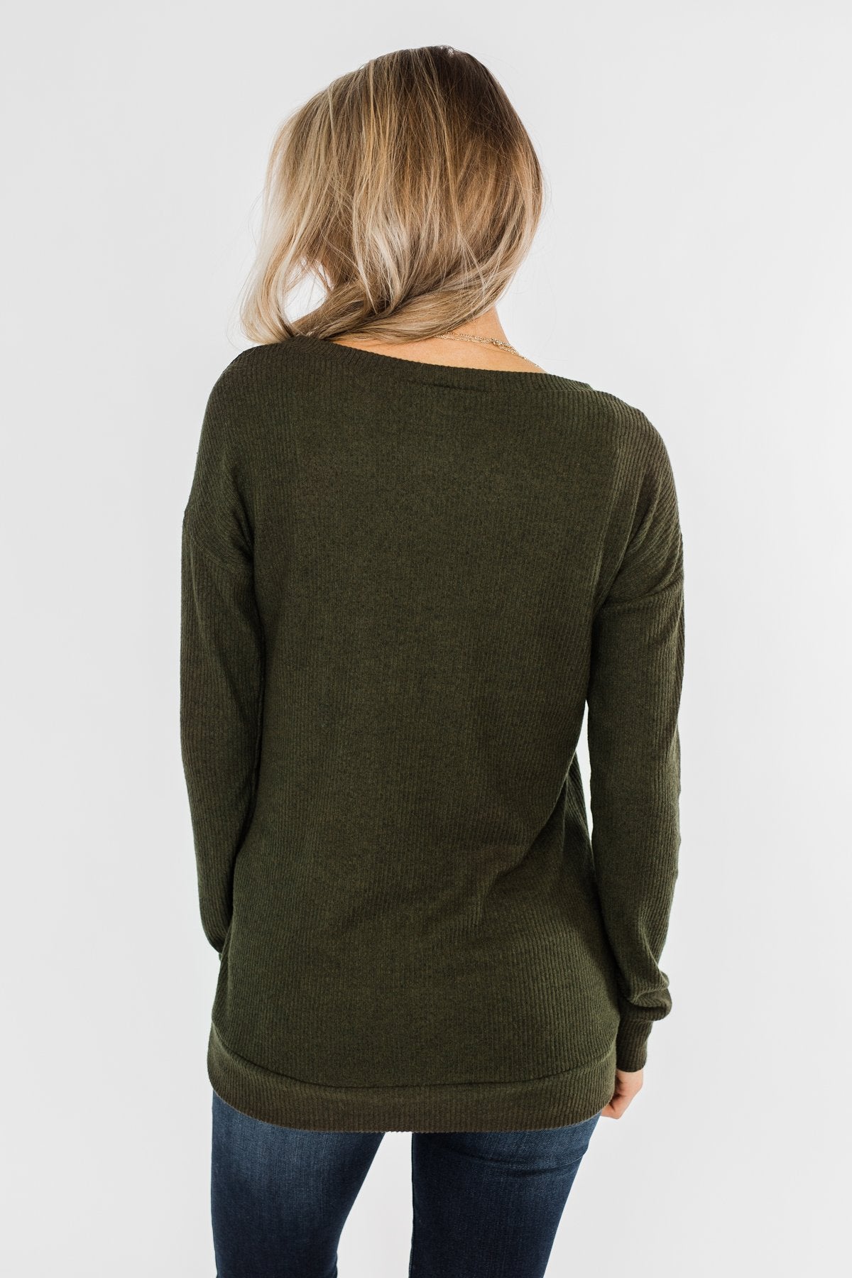 Show Stopper Black Lace Top- Dark Olive