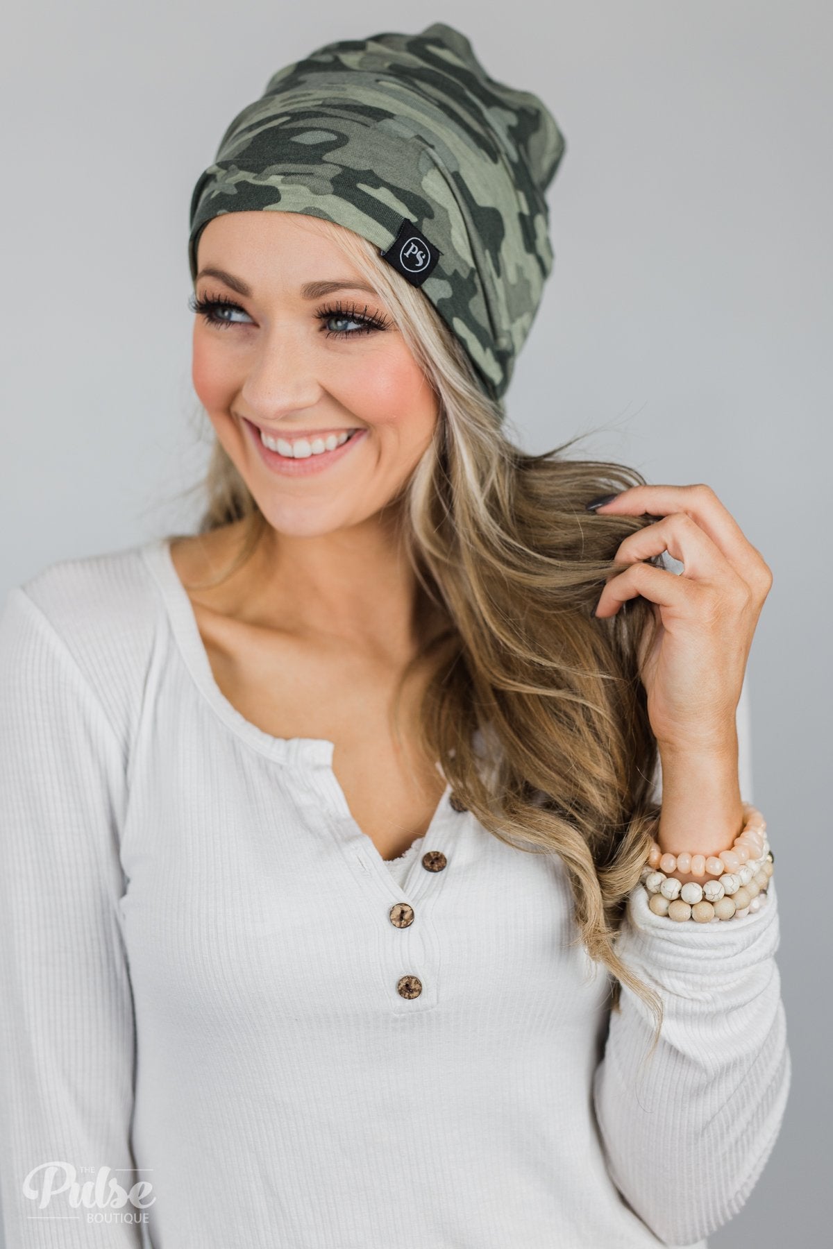 Peek-a-Boo Beanie- Camo