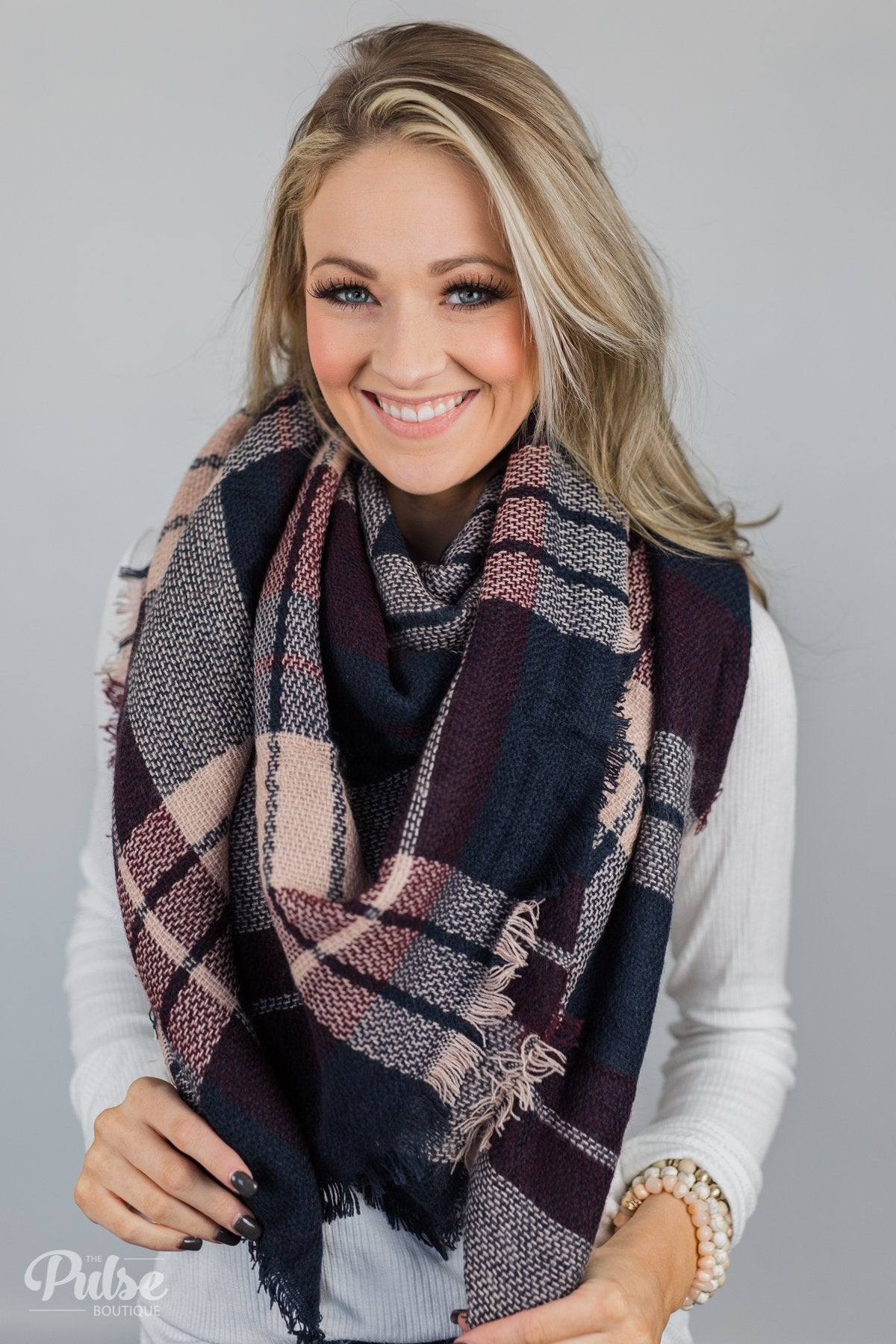 Blanket Scarf- Navy Plum - Main Image