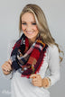 Red & Navy Plaid Infinity Scarf