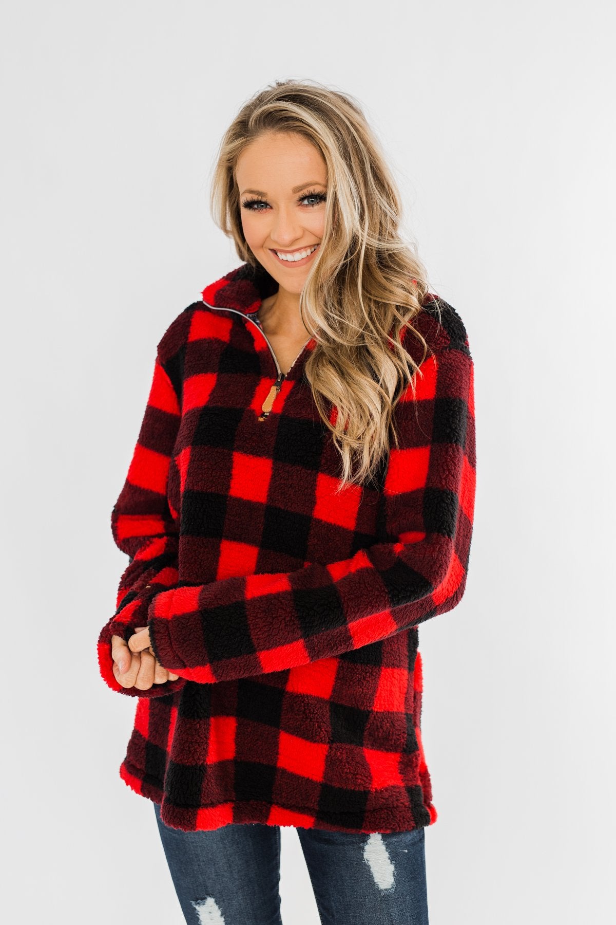 Buffalo plaid pullover women's clearance