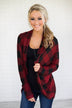 All For You Red Checkered Cardigan