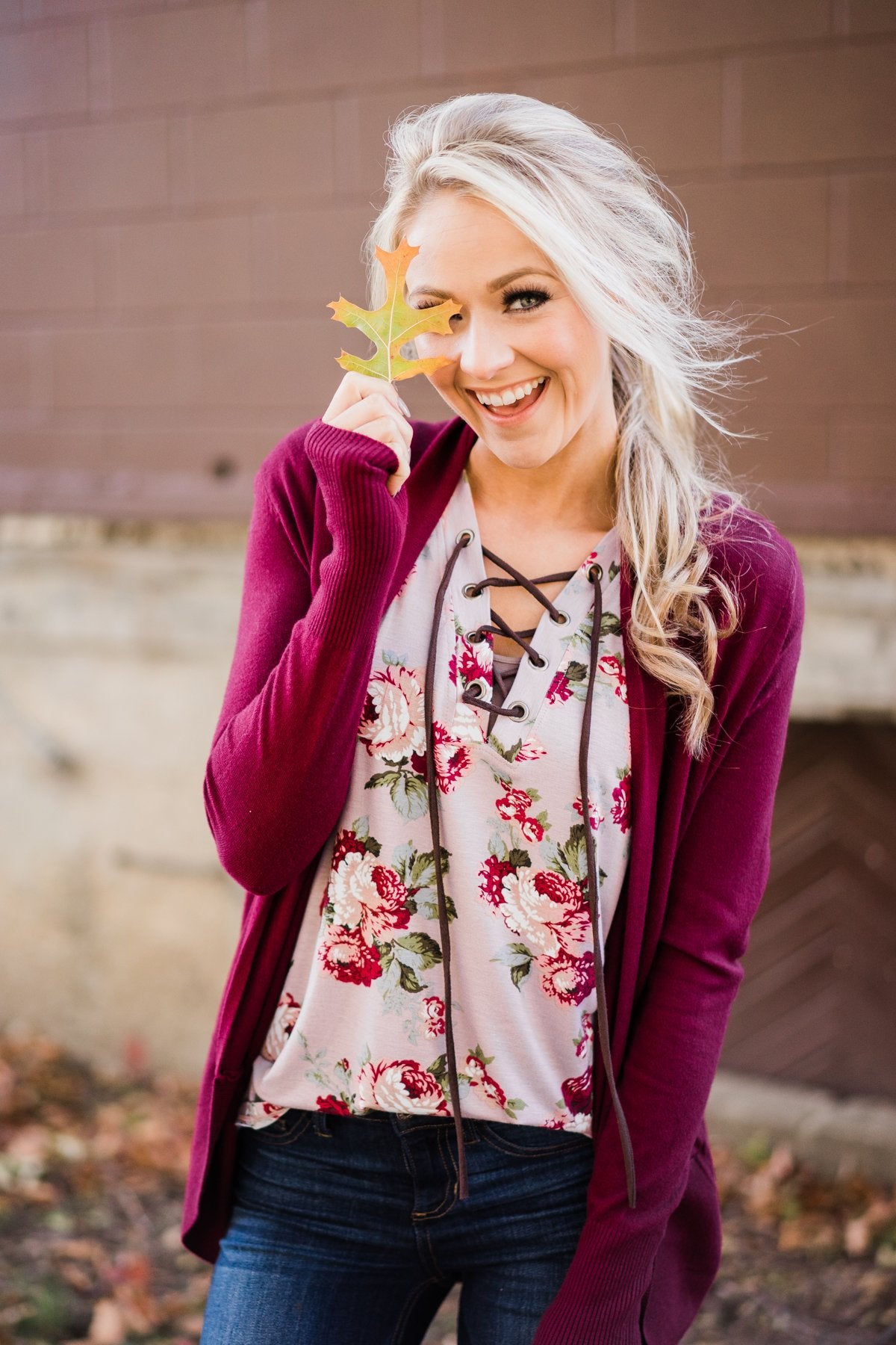 Lace Up Floral Top