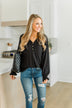 Sail Away With Me Knit Button Top- Black