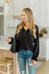 Sail Away With Me Knit Button Top- Black