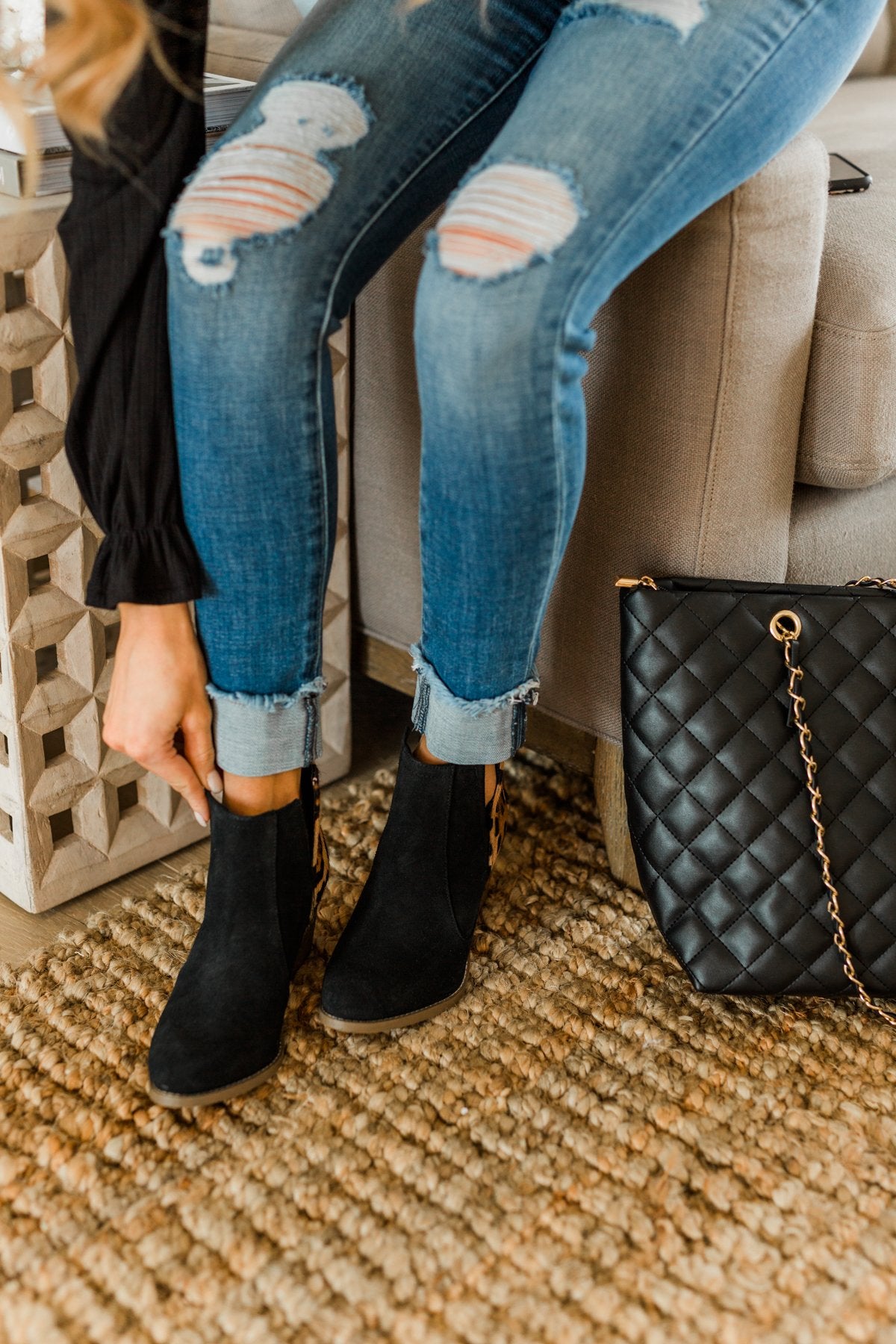 Naughty Monkey Camilyn Booties Black Leopard