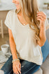 On My Own V-Neck Pocket Top- Cream