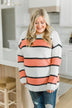 Oh So Soft Striped Knit Sweater- Coral